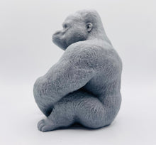 Load image into Gallery viewer, Handmade vegan soaps featuring a huge detailed gorilla soap gift boxed in beautiful eco friendly packaging crafted with natural French clays, activated charcoal and essential oils. a eco-friendly, zero waste gift that’s cruelty-free, skin-nourishing, and perfect for gorilla lovers, gifts for him and animal themed gifts. small business UK