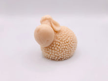 Load image into Gallery viewer, Handmade vegan soap featuring a sheep, ram and spring lamb and gift boxed in beautiful eco friendly packaging. crafted with natural French clays, activated charcoal and essential oils. a eco-friendly, zero waste gift that’s cruelty-free, skin-nourishing, and perfect for easter, sheep lovers or animal themed gifts. Small business UK