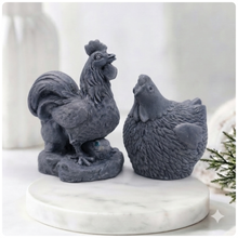Load image into Gallery viewer, Two chicken and rooster vegan soaps figure gift set