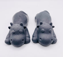 Load image into Gallery viewer, Handmade vegan soaps featuring a set of two sleeping cows . gift boxed in beautiful eco friendly packaging. crafted with natural French clays, activated charcoal and essential oils. a eco-friendly, zero waste gift that’s cruelty-free, skin-nourishing, the perfect gift for cow lovers and animal lovers. UK Small Business