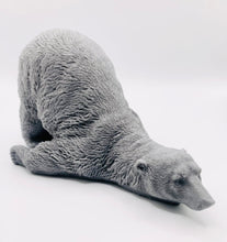 Load image into Gallery viewer, Handmade vegan soaps featuring a huge lazy polar bear with his bum up in the air. gift boxed in beautiful eco friendly packaging. crafted with natural French clays, activated charcoal and essential oils. a eco-friendly, zero waste gift that’s cruelty-free, skin-nourishing, the perfect gift for polar bear lovers, Christmas gifts or for animal lover gifts. small business UK