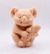 Load image into Gallery viewer, Handmade vegan soaps featuring a chunky koala bear climbing a tree packaged in beautiful eco friendly packaging crafted with natural French clays, activated charcoal and essential oils. a eco-friendly, zero waste gift that’s cruelty-free, skin-nourishing, and perfect for koala bear lovers and animal themed gifts. small business UK
