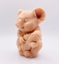 Load image into Gallery viewer, Handmade vegan soaps featuring a chunky koala bear climbing a tree packaged in beautiful eco friendly packaging crafted with natural French clays, activated charcoal and essential oils. a eco-friendly, zero waste gift that’s cruelty-free, skin-nourishing, and perfect for koala bear lovers and animal themed gifts. small business UK