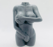 Load image into Gallery viewer, Handmade vegan soaps featuring an athletic female sculpture, packaged in beautiful eco friendly packaging. crafted with natural French clays, activated charcoal and essential oils. a eco-friendly, zero waste gift that’s cruelty-free, skin-nourishing, the perfect gift for valentines or pride gifts. small business UK