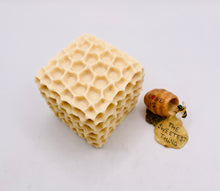 Load image into Gallery viewer, Handmade vegan soaps featuring a gorgeous honeycomb chunky design soap. crafted with natural French clays, activated charcoal and essential oils. a eco-friendly, zero waste gift that’s cruelty-free, skin-nourishing, and perfect for bee lovers and gifting. UK Small Business