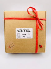 Load image into Gallery viewer, Handmade vegan Father Christmas and Christmas tree shaped vegan soaps gift boxed in beautiful eco friendly packaging. crafted with natural French clays, activated charcoal and essential oils. a eco-friendly, zero waste gift that’s cruelty-free, skin-nourishing, and perfect for animal lovers. Small business UK.