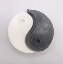 Load image into Gallery viewer, Handmade vegan soaps featuring a set of two yin and yang soaps, beautifully gift boxed in eco friendly packaging. crafted with natural French clays, activated charcoal and essential oils. a eco-friendly, zero waste gift that’s cruelty-free, skin-nourishing, and perfect for yoga lover gifts and gifts for her. Small business UK