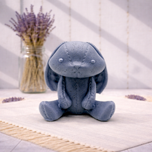 Load image into Gallery viewer, Handmade vegan soaps featuring an adorable rabbit with big floppy ears and stitching detail, in beautiful eco friendly packaging.