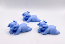 Load image into Gallery viewer, Handmade vegan soaps featuring a set of three cute laughing pigs, gift boxed in beautiful eco friendly packaging. crafted with natural French clays, activated charcoal and essential oils. a eco-friendly, zero waste gift thatās cruelty-free, skin-nourishing, and perfect for animal lovers, pig lovers and teacher appreciation gifts. small business UK
