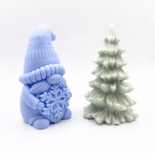 Load image into Gallery viewer, Handmade vegan snowdrop gnome and Christmas tree shaped vegan soaps gift boxed. crafted with natural French clays, activated charcoal and essential oils. a eco-friendly, zero waste gift that’s cruelty-free, skin-nourishing, and perfect for gifting. small business UK