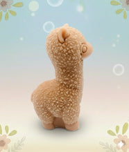 Load image into Gallery viewer, Handmade vegan soap featuring a cute detailed alpaca / llama. crafted with natural French clays, activated charcoal and essential oils. a eco-friendly, zero waste gift that’s cruelty-free, skin-nourishing, and perfect for animal lovers and llama alpaca lovers. Small Business UK