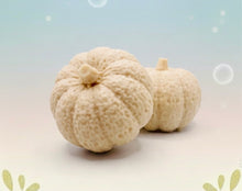 Load image into Gallery viewer, Handmade vegan soaps featuring a set of two chunky pumpkins gift boxed in beautiful eco friendly packaging crafted with natural French clays, activated charcoal and essential oils. a eco-friendly, zero waste gift that’s cruelty-free, skin-nourishing, and perfect gift for autumn lovers and halloween gifts. small business UK