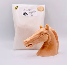 Load image into Gallery viewer, Handmade vegan soaps featuring a magnificent horse head sculpture. crafted with natural French clays, activated charcoal and essential oils. a eco-friendly, zero waste gift that’s cruelty-free, skin-nourishing, and perfect for animal lovers and equestrians. Small Business UK