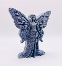 Load image into Gallery viewer, Handmade vegan soaps featuring a large detailed fairy and packed in beautiful eco friendly packaging crafted with natural French clays, activated charcoal and essential oils. a eco-friendly, zero waste gift that’s cruelty-free, skin-nourishing, and perfect for fairy lovers and whimsical themed gifts. small business UK