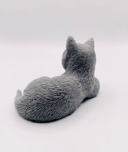 Load image into Gallery viewer, Handmade vegan soaps featuring a lazy cat, in beautiful eco friendly packaging. crafted with natural French clays, activated charcoal and essential oils. a eco-friendly, zero waste gift that’s cruelty-free, skin-nourishing, the perfect gift for cat lovers or for animal lovers. small business UK