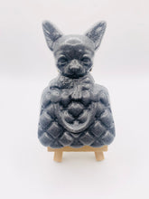 Load image into Gallery viewer, Handmade vegan soaps featuring a chihuahua peeping out of a handbag packaged in beautiful eco friendly packaging. crafted with natural French clays, activated charcoal and essential oils. a eco-friendly, zero waste gift thatās cruelty-free, skin-nourishing, the perfect gift for dog lovers or animal lovers. small business UK