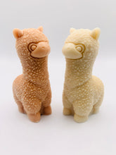 Load image into Gallery viewer, Handmade vegan soap featuring a cute detailed alpaca / llama. crafted with natural French clays, activated charcoal and essential oils. a eco-friendly, zero waste gift that’s cruelty-free, skin-nourishing, and perfect for animal lovers and llama alpaca lovers. Small Business UK