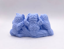 Load image into Gallery viewer, Handmade vegan soaps featuring the three wise owls sat on a log. see no evil, hear no evil speak no evil. crafted with natural French clays, activated charcoal and essential oils. a eco-friendly, zero waste gift that’s cruelty-free, skin-nourishing, and perfect for animal lovers and teacher appreciation gifts. small business UK
