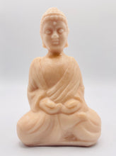 Load image into Gallery viewer, Handmade vegan soaps featuring a detailed buddha, in beautiful eco friendly packaging. crafted with natural French clays, activated charcoal and essential oils. a eco-friendly, zero waste gift that’s cruelty-free, skin-nourishing, the perfect gift for buddha lovers, or for spiritual gifts. small business UK