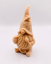Load image into Gallery viewer, Handmade vegan soaps featuring a gorgeous honey bee design gnome soap. gnome is holding a honeypot and has a bee on his hat. crafted with natural French clays, activated charcoal and essential oils. a eco-friendly, zero waste gift that’s cruelty-free, skin-nourishing, and perfect for gnome lovers and gifting. Small Business UK