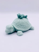 Load image into Gallery viewer, turtle frog soap, handmade animal soap, vegan soap for kids, nature themed soap, eco-friendly animal soap, SLS free kids soap, cruelty free soap bar, frog shaped soap, turtle shaped soap, cute soap gift, natural soap UK, handcrafted vegan soap, wildlife soap gift, bath gift for children, palm oil free soap