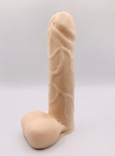 Load image into Gallery viewer, Novelty vegan soap in the shape of a penis with vein details. Highly realistic! Perfect for Pride Gifts UK, hen party gifts or fun secret Santa gift. Wrapped in beautiful eco friendly packaging. Small business UK.