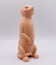 Load image into Gallery viewer, Handmade vegan soaps featuring a cheeky meerkat standing on his back legs. packaged in beautiful eco friendly packaging crafted with natural French clays, activated charcoal and essential oils. a eco-friendly, zero waste gift that’s cruelty-free, skin-nourishing, and perfect for meerkat lovers and animal themed gifts. small business UK