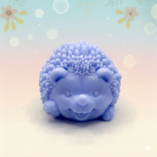 Load image into Gallery viewer, Handmade vegan soaps featuring a cute waving hedgehog, packaged in beautiful eco friendly packaging. crafted with natural French clays, activated charcoal and essential oils. a eco-friendly, zero waste gift that’s cruelty-free, skin-nourishing, the perfect gift for hedgehog lovers and animal lovers. small business UK