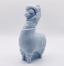 Load image into Gallery viewer, Handmade vegan soaps featuring a llama or alpaca wearing a jumper and sunglasses wrapped in beautiful eco friendly packaging crafted with natural French clays, activated charcoal and essential oils. a eco-friendly, zero waste gift that’s cruelty-free, skin-nourishing, and perfect for alpaca or llama gifts and animal themed gifts. small business UK
