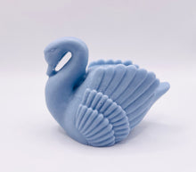 Load image into Gallery viewer, Handmade vegan soaps featuring a graceful swan and packed in beautiful eco friendly packaging crafted with natural French clays, activated charcoal and essential oils. a eco-friendly, zero waste gift that’s cruelty-free, skin-nourishing, and perfect for swan lovers, wedding favours and animal themed gifts. small business UK
