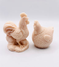 Load image into Gallery viewer, Handmade vegan chicken shaped vegan soaps, set of 2, gift boxed in beautiful eco friendly packaging. crafted with natural French clays, activated charcoal and essential oils. a eco-friendly, zero waste gift that’s cruelty-free, skin-nourishing, and perfect for animal lovers. Small Business UK
