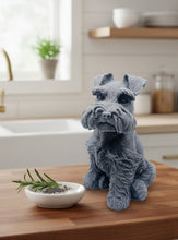 Load image into Gallery viewer, A detailed large handmade vegan soap in the shape of a Schnauzer dog, created by Soap Simple Creations
