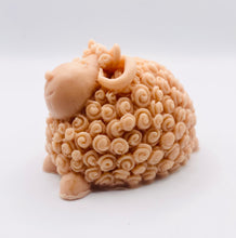 Load image into Gallery viewer, Handmade vegan soaps featuring a gorgeous detailed ram with big curls and a big smile on his face. beautiful eco friendly packaging. crafted with natural French clays, activated charcoal and essential oils. a eco-friendly, zero waste gift that’s cruelty-free, skin-nourishing, and perfect for sheep lovers and animal lovers. UK Small Business