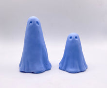 Load image into Gallery viewer, Handmade vegan soaps shaped as a set of two cute sheet ghosts beautifully gift boxed in eco friendly packaging. crafted with natural French clays, activated charcoal and essential oils. a eco-friendly, zero waste gift that’s cruelty-free, skin-nourishing, and perfect for Halloween and gifting. Small Business UK