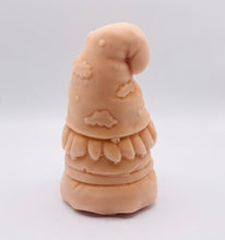 Load image into Gallery viewer, Handmade vegan gnome soap crafted in the UK, with little clouds on his hat, made with French clay in customizable colours and scented with essential oils; a zero-waste, eco-conscious gift with sustainable packaging.