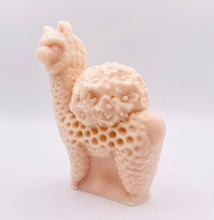Load image into Gallery viewer, Handmade vegan soaps featuring a llama or alpaca carrying a bouquet of flowers on its back wrapped in beautiful eco friendly packaging crafted with natural French clays, activated charcoal and essential oils. a eco-friendly, zero waste gift that’s cruelty-free, skin-nourishing, and perfect for alpaca or llama gifts and animal themed gifts. small business UK