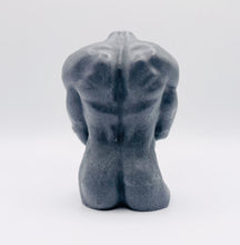 Load image into Gallery viewer, Handmade vegan soaps featuring a masculine male sculpture, packaged in beautiful eco friendly packaging. crafted with natural French clays, activated charcoal and essential oils. a eco-friendly, zero waste gift that’s cruelty-free, skin-nourishing, the perfect gift for Pride or hen party gifts. small business UK