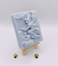 Load image into Gallery viewer, Witch gift - Halloween  gift - boo box gift - Wicked Witch Vegan Soap eco conscious gifts - spooky season - This enchanting soap really gives me witchy vibes as she fly's on her broomstick with the moon behind her. Available to purchase in your choice of colour and essential oil.