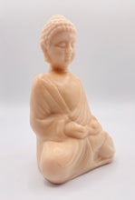 Load image into Gallery viewer, Handmade vegan soaps featuring a detailed buddha, in beautiful eco friendly packaging. crafted with natural French clays, activated charcoal and essential oils. a eco-friendly, zero waste gift that’s cruelty-free, skin-nourishing, the perfect gift for buddha lovers, or for spiritual gifts. small business UK