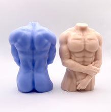 Load image into Gallery viewer, Handmade vegan soaps featuring a masculine male sculpture, packaged in beautiful eco friendly packaging. crafted with natural French clays, activated charcoal and essential oils. a eco-friendly, zero waste gift that’s cruelty-free, skin-nourishing, the perfect gift for Pride or hen party gifts. small business UK
