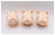 Load image into Gallery viewer, Handmade vegan soaps featuring three french bulldog heads gift boxed in beautiful eco friendly packaging crafted with natural French clays, activated charcoal and essential oils. a eco-friendly, zero waste gift that’s cruelty-free, skin-nourishing, and perfect for frenchie owners, dog lovers, and animal themed gifts. small business UK