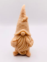 Load image into Gallery viewer, Handmade vegan soaps featuring a gorgeous honey bee design gnome soap. gnome is holding a honeypot and has a bee on his hat. crafted with natural French clays, activated charcoal and essential oils. a eco-friendly, zero waste gift that’s cruelty-free, skin-nourishing, and perfect for gnome lovers and gifting. Small Business UK