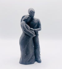 Load image into Gallery viewer, Handmade vegan soaps featuring a pregnant couple with the man gently embracing the woman and placing his hand on her stomach / bump . packaged in beautiful eco friendly packaging. crafted with natural French clays, activated charcoal and essential oils. a eco-friendly, zero waste gift that’s cruelty-free, skin-nourishing, the perfect gift for any new mother or baby shower gift. UK Small Business