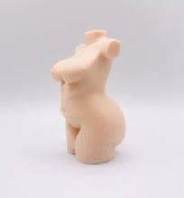 Load image into Gallery viewer, A handmade vegan soap in the shape of a curvaceous female goddess torso, featuring a detailed sculptural design, perfect for aesthetic farmhouse decor or a body-positive gift.