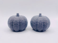 Load image into Gallery viewer, Handmade vegan soaps featuring a set of two chunky pumpkins gift boxed in beautiful eco friendly packaging crafted with natural French clays, activated charcoal and essential oils. a eco-friendly, zero waste gift that’s cruelty-free, skin-nourishing, and perfect gift for autumn lovers and halloween gifts. small business UK