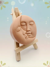 Load image into Gallery viewer, Handmade vegan soaps featuring a sun and moon. crafted with natural French clays, activated charcoal and essential oils. a eco-friendly, zero waste gift that’s cruelty-free, skin-nourishing, and perfect for moon lovers. friendship gifts and mothers day gifts. small business UK
