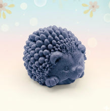 Load image into Gallery viewer, Handmade vegan soaps featuring a cute waving hedgehog, packaged in beautiful eco friendly packaging. crafted with natural French clays, activated charcoal and essential oils. a eco-friendly, zero waste gift that’s cruelty-free, skin-nourishing, the perfect gift for hedgehog lovers and animal lovers. small business UK