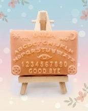Load image into Gallery viewer, Ouija board design handmade vegan soap. Available in your choice of colour of French clay and essential oil. Perfect Halloween gift. Wrapped in beautiful eco friendly packaging. Small business UK