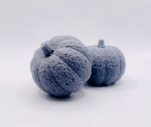 Load image into Gallery viewer, Handmade vegan soaps featuring a set of two chunky pumpkins gift boxed in beautiful eco friendly packaging crafted with natural French clays, activated charcoal and essential oils. a eco-friendly, zero waste gift that’s cruelty-free, skin-nourishing, and perfect gift for autumn lovers and halloween gifts. small business UK