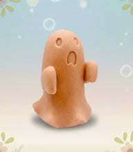 Load image into Gallery viewer, Handmade vegan soaps shaped as a cute ghost. crafted with natural French clays, activated charcoal and essential oils. a eco-friendly, zero waste gift that’s cruelty-free, skin-nourishing, and perfect for Halloween and gifting. Small Business UK